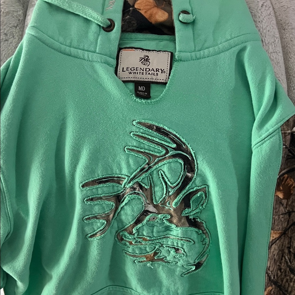 Legendary Whitetails Mint Green Hoodie with Deer Design